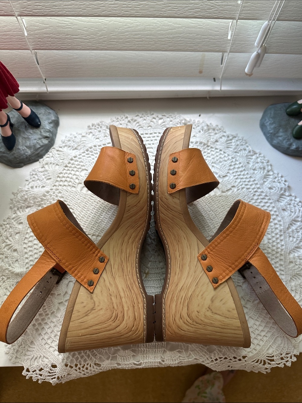 Timberland Orange Leather Slingback Wedge Sandals size 10 - Picture 7 of 10